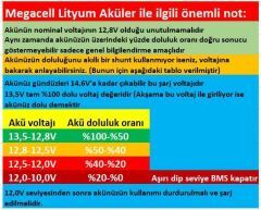 Megacell 12.8V 100Ah LiFePO4 Lityum Demir Fosfat Akü