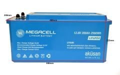 Megacell 12.8V 200Ah LiFePO4 Lityum Demir Fosfat Akü
