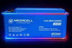 Megacell 12.8V 200Ah (Bluetooth) LiFePO4 Lityum Demir Fosfat Akü