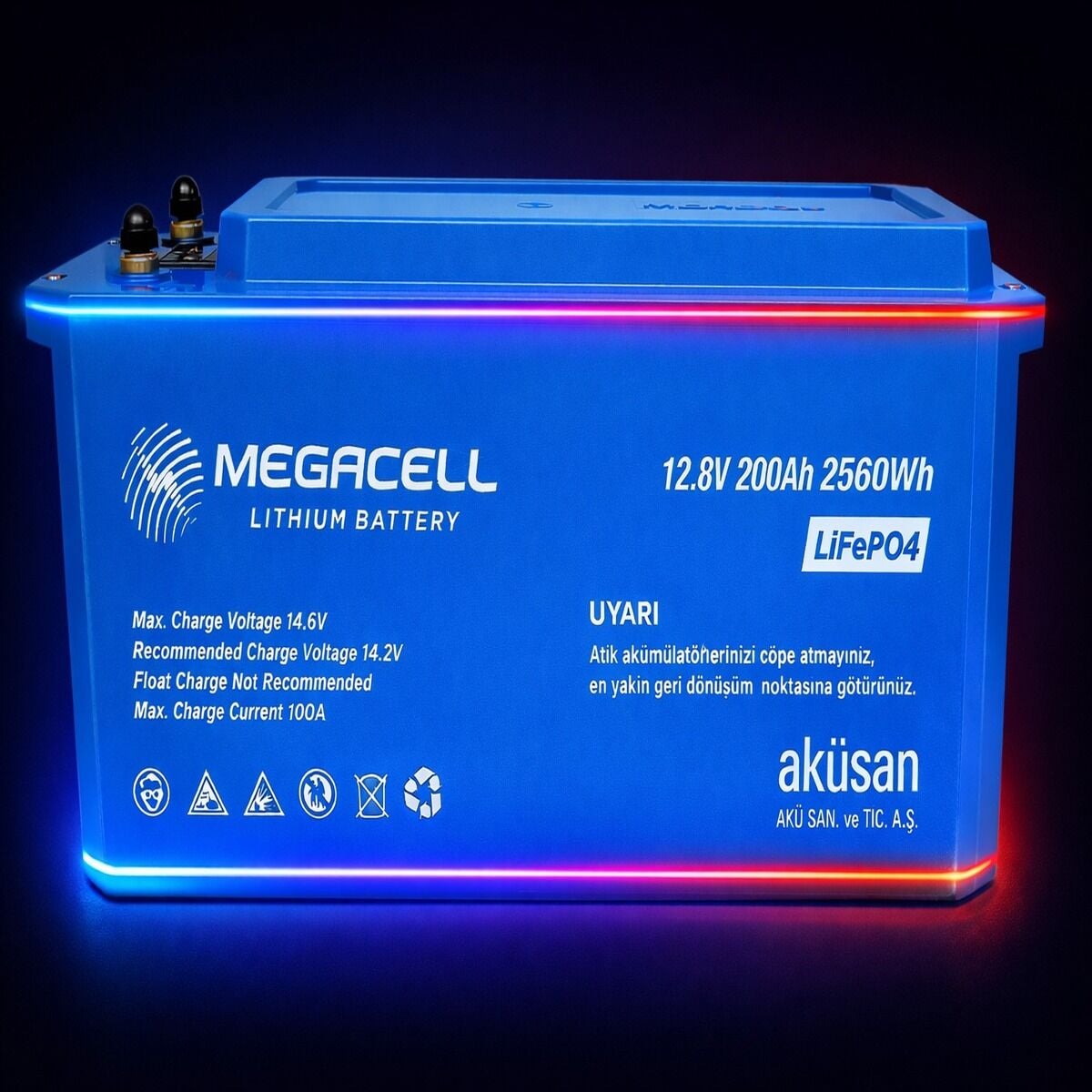 Megacell 12.8V 200Ah (Bluetooth) LiFePO4 Lityum Demir Fosfat Akü