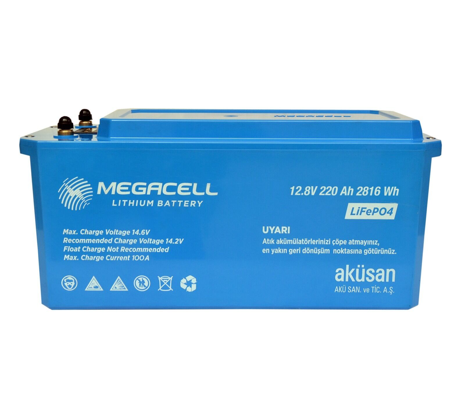 Megacell 12.8V 220Ah LiFePO4 Lityum Demir Fosfat Akü
