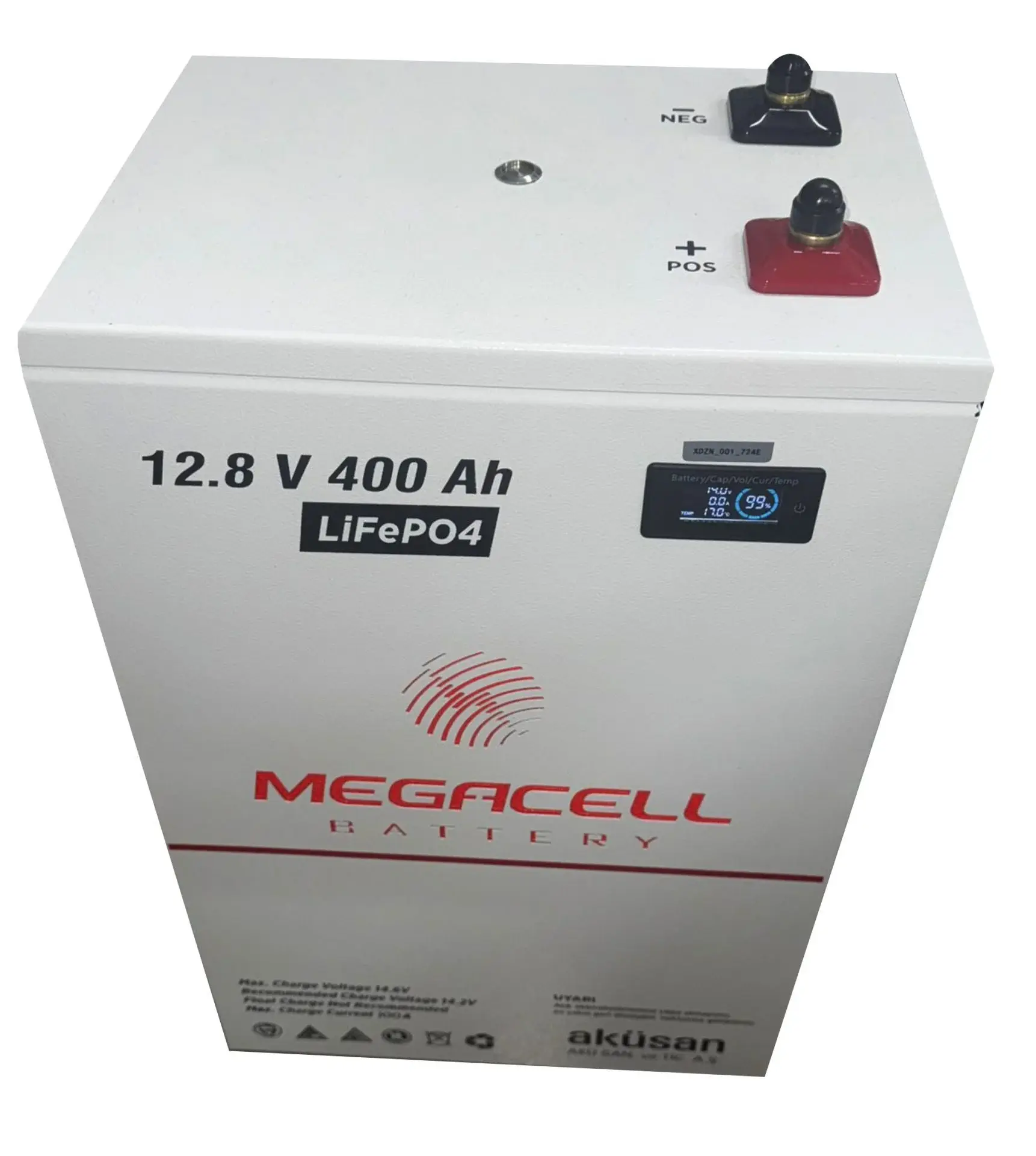 Megacell 12.8V 400Ah LiFePO4 Lityum Demir Fosfat Akü(Prizmatik)(Bluetoothlu)