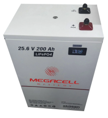 Megacell 25.6V 200Ah (Bluetooth) LiFePO4 Lityum Demir Fosfat Akü(Prizmatik)