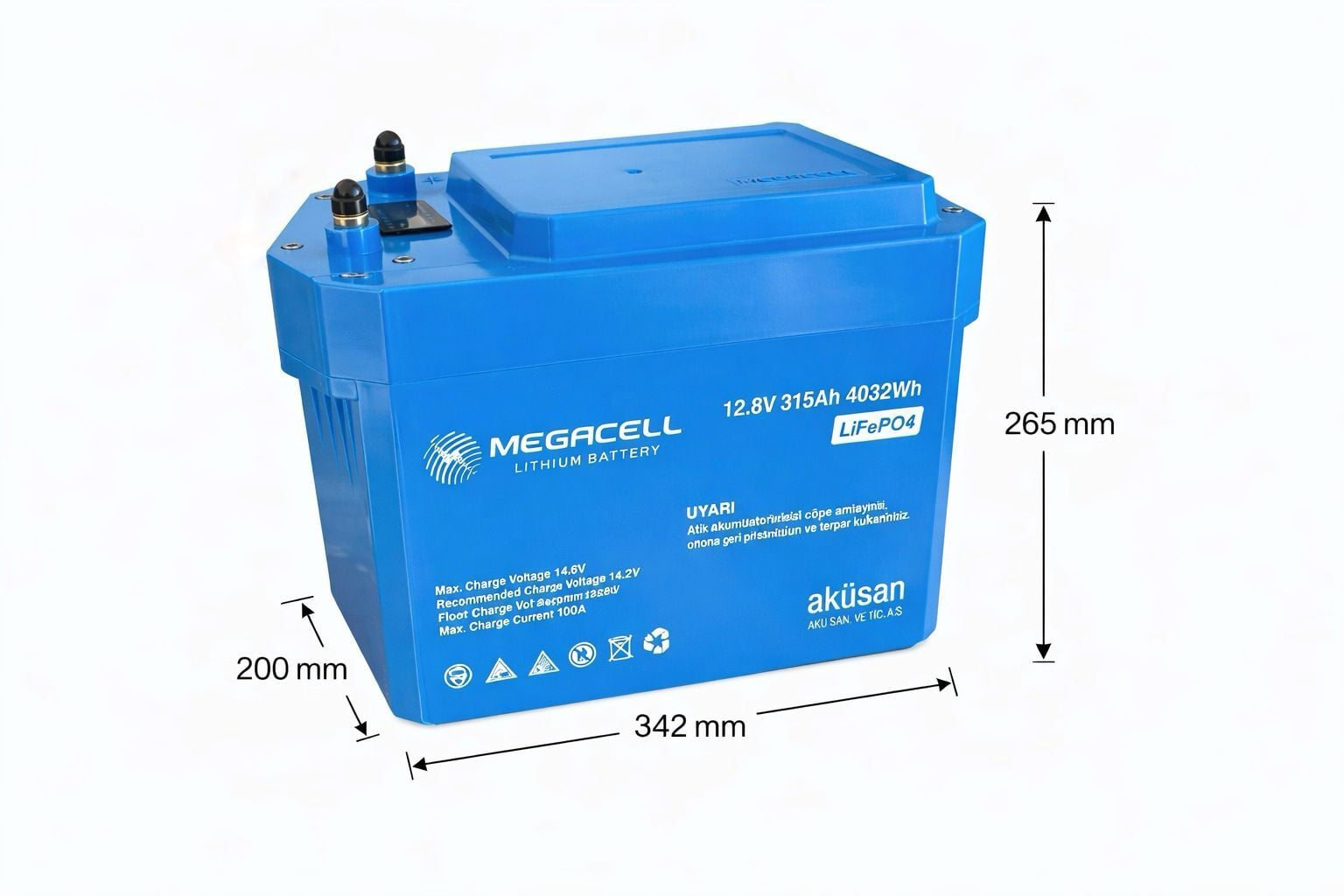 Megacell 12.8V 315Ah LiFePO4 Lityum Demir Fosfat Akü(Bluetoothlu) YENİ KASA